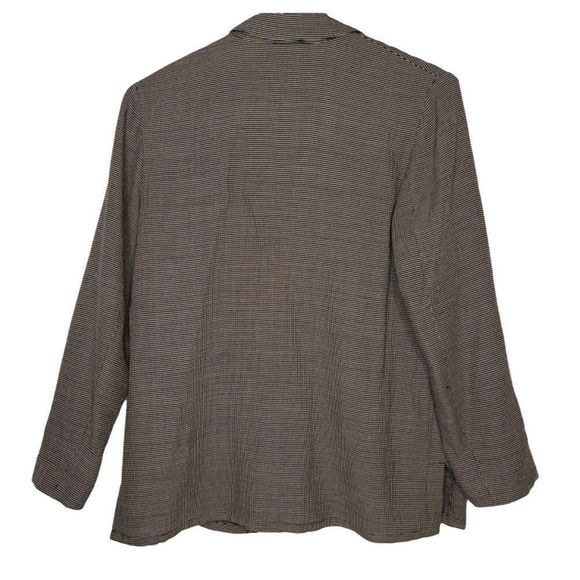 Talbots Button Front Shirt Sz L Wool Blend Checkered Collared Black White - Picture 2 of 11